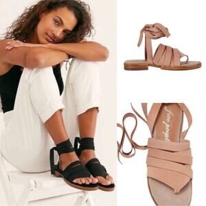 NEW Free People Sun Valley Wrap Sandal – Boho Tie Sandals – Flat Leather Sandals